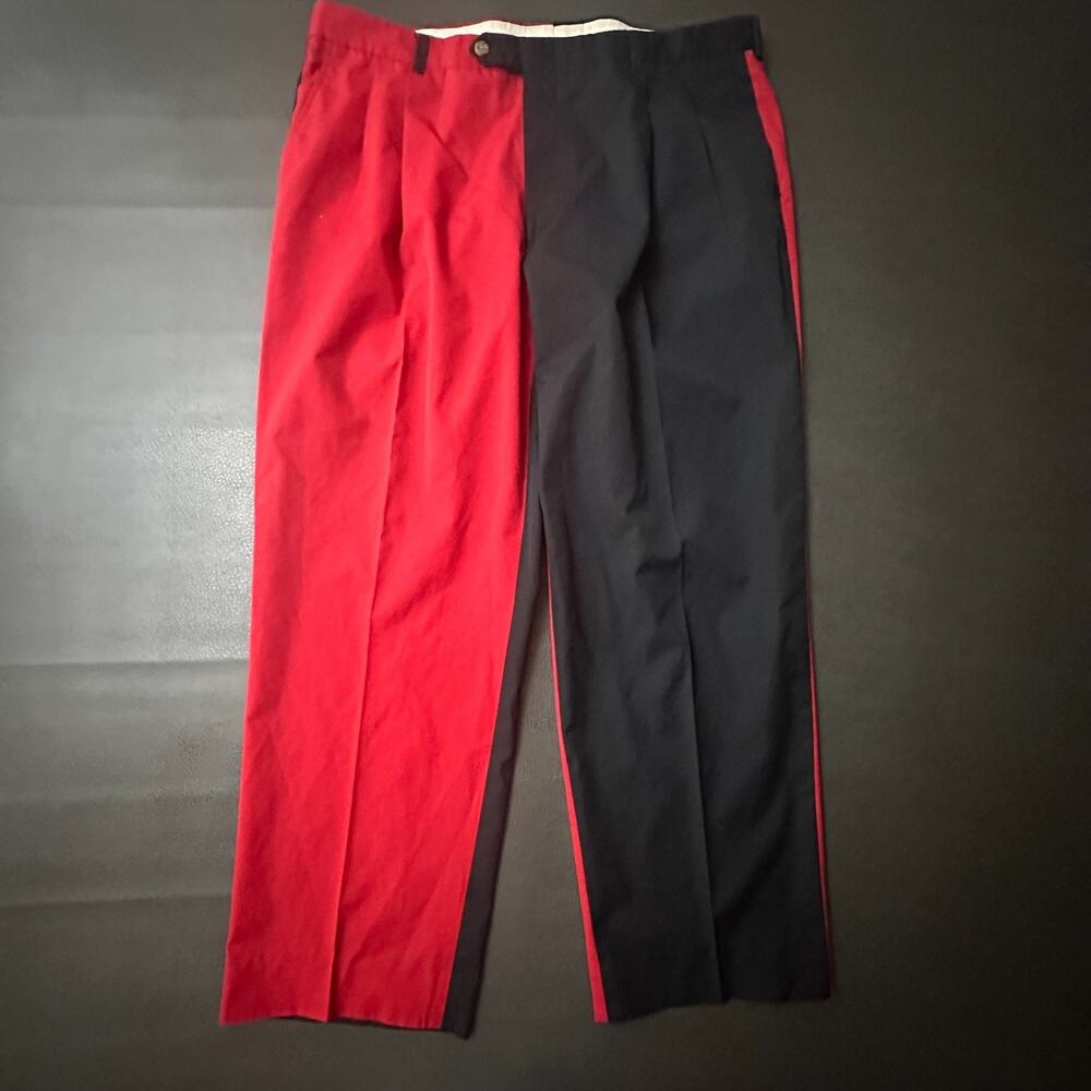Vintage Berle Pants Mens 40x30 Black Red Loose Fit Colorblock Made in USA 1990s